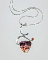 Dinosaur bone and sunstone pendant 55mm x 35mm